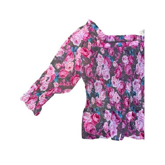 NWT Crinkle Chiffon Smocked Waist Off-Shoulder Crop Top Size 5 - Picture 7 of 16